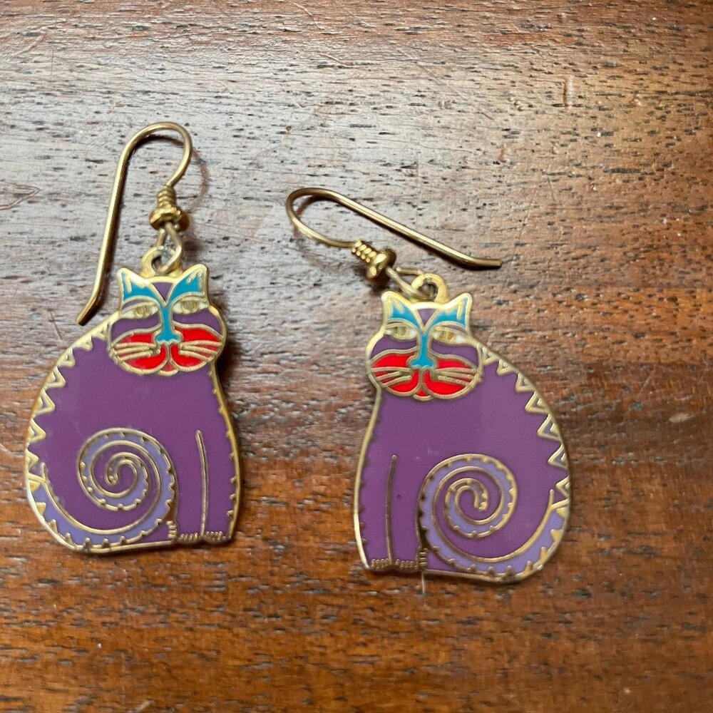 Laurel Burch “Mythical Cat” Enamel Earrings